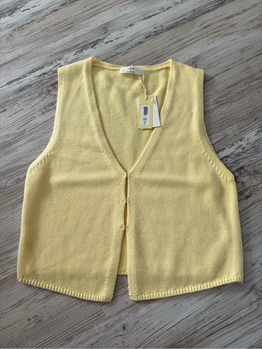 Aritzia Wifred - Soft Pastel Yellow V-Neck Knit Vest